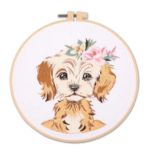 Load image into Gallery viewer, Puppy Pet Portait DIY Hand Embroidery Kit 20cm