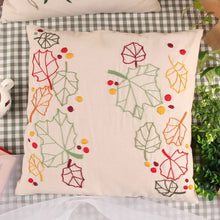 Load image into Gallery viewer, DIY Kit Hand Embroidery Floral Linen Cushion Cover