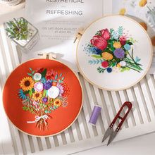 Load image into Gallery viewer, Flower Bouquet Hand Embroidery Kit 8”