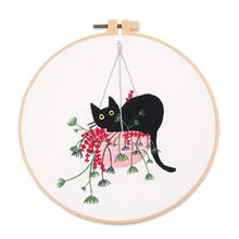 Load image into Gallery viewer, Black Cat Modern Hand Embroidery Kit 20cm