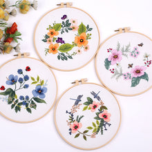 Load image into Gallery viewer, Garden Flowers DIY Hand Embroidery Kit 20cm