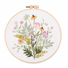 Load image into Gallery viewer, Botanical Flower Bouquet Hand Embroidery Kit 20cm
