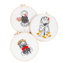 Load image into Gallery viewer, Beginners Girl Drawing Hand Embroidery DIY Kit 20cm
