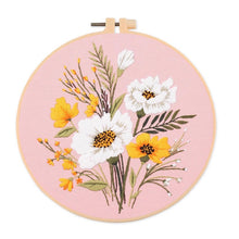 Load image into Gallery viewer, Botanical Flower Bouquet Hand Embroidery Kit 20cm