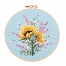 Load image into Gallery viewer, Botanical Flower Bouquet Hand Embroidery Kit 20cm