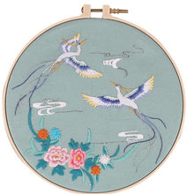 Load image into Gallery viewer, Chinese Style Crane &amp; Flowers Hand Embroidery Full Kit 8 inch
