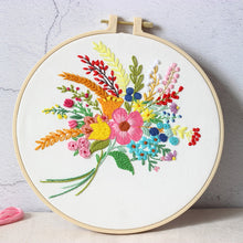 Load image into Gallery viewer, Colorful Bouquet DIY Hand Embroidery Kit 20cm