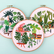 Load image into Gallery viewer, Beginners Green Plants Hand Embroidery Kit 20cm