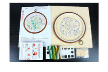 Load image into Gallery viewer, 5 Pcs Set White Floral Coaster Beginner DIY Embroidery Kit Printed with Hoop