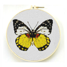 Charger l'image dans la galerie, Yellow Butterfly Cross Stitch Pattern, Modern Animal Embroidery PDF Instant Download,