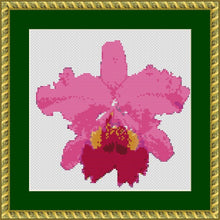 Load image into Gallery viewer, Pink Orchid Cross Stitch Pattern, Modern Flower Embroidery PDF Instant Download,