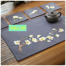 Load image into Gallery viewer, 5 Pcs Set Magnolia Flower Coaster DIY Embroidery Kit Printed