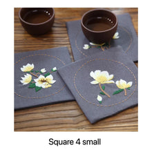 Load image into Gallery viewer, 5 Pcs Set Magnolia Flower Coaster DIY Embroidery Kit Printed
