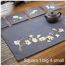 Load image into Gallery viewer, 5 Pcs Set Magnolia Flower Coaster DIY Embroidery Kit Printed