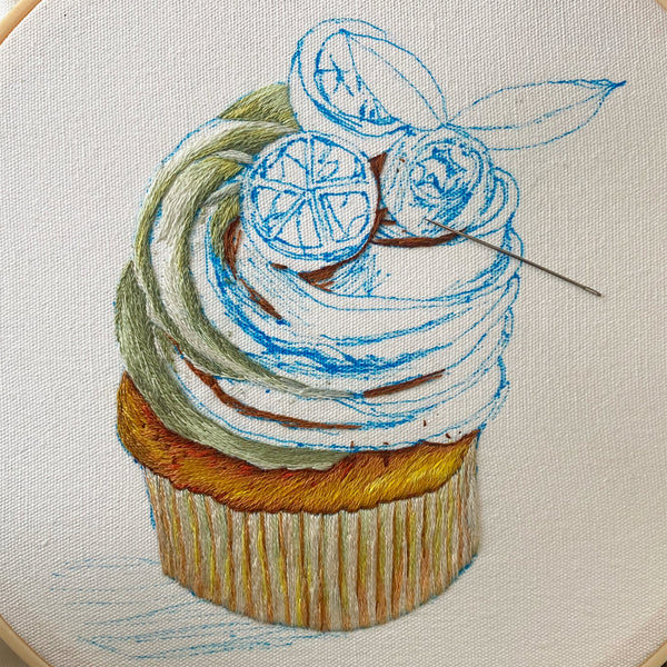 Needle painting a Cupcake! Hand embroidery updates