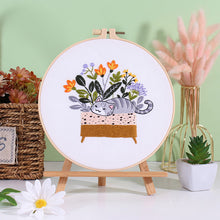 Load image into Gallery viewer, Cute Cats &amp; Plants Hand Embroidery DIY Kit 20cm
