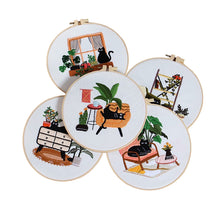Load image into Gallery viewer, Cute Cats At Home Hand Embroidery DIY Kit 20cm
