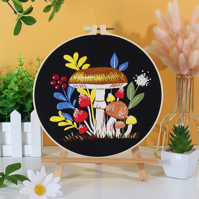 Cute Mushrooms Hand Embroidery DIY Kit 20cm