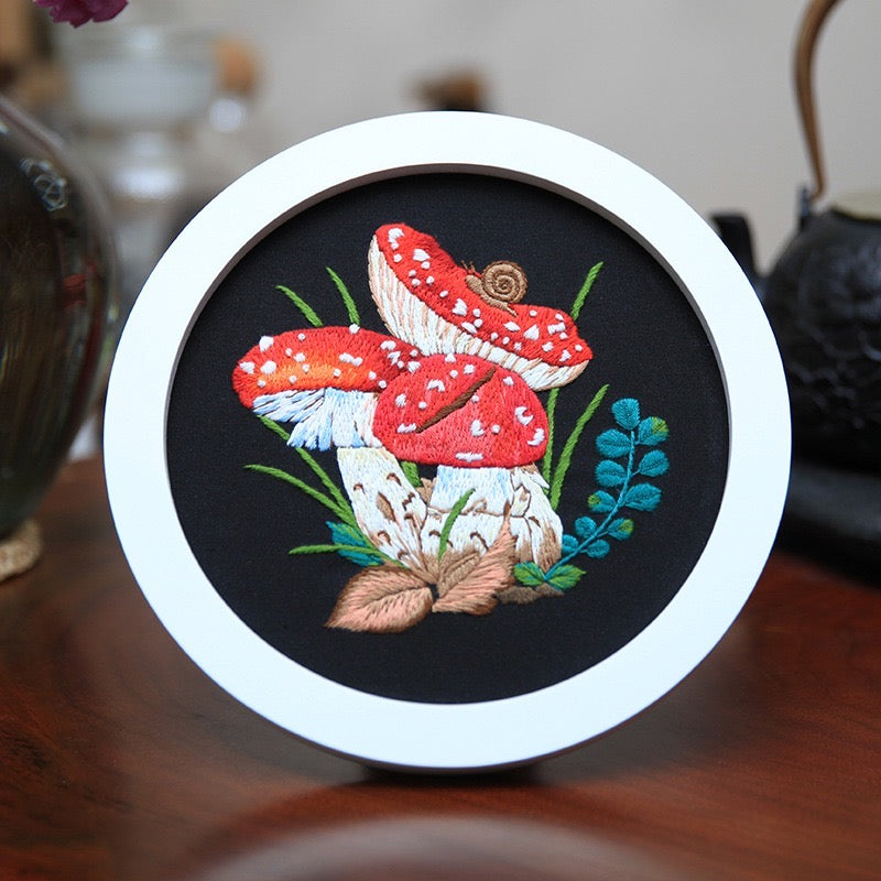Colorful Mushrooms Hand Embroidery DIY Kit 20cm