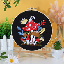 Cargar imagen en el visor de la galería, Cute Mushrooms Hand Embroidery DIY Kit 20cm
