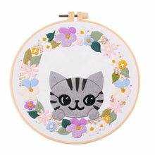 Charger l&#39;image dans la galerie, Cute Cartoon Cat Hand Embroidery DIY Kit 20cm
