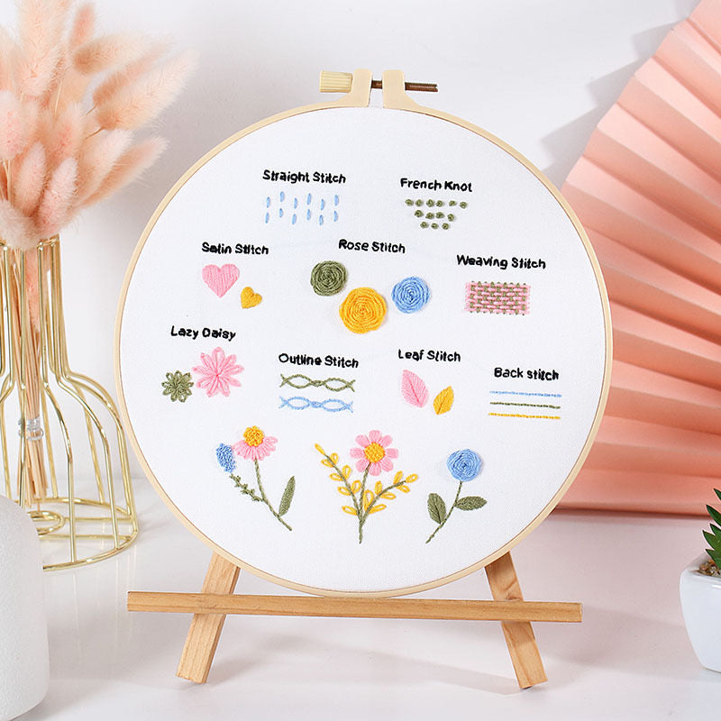 Beginners Stitches Guides Hand Embroidery DIY Kit 20cm