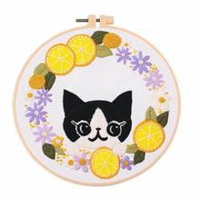 Cargar imagen en el visor de la galería, Cute Cartoon Cat Hand Embroidery DIY Kit 20cm
