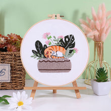 Load image into Gallery viewer, Cute Cats &amp; Plants Hand Embroidery DIY Kit 20cm
