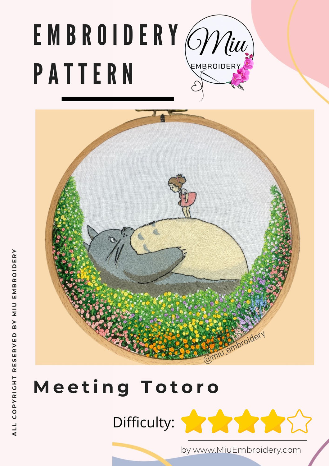 Meeting Totoro PDF Embroidery Pattern  + Video Tutorial