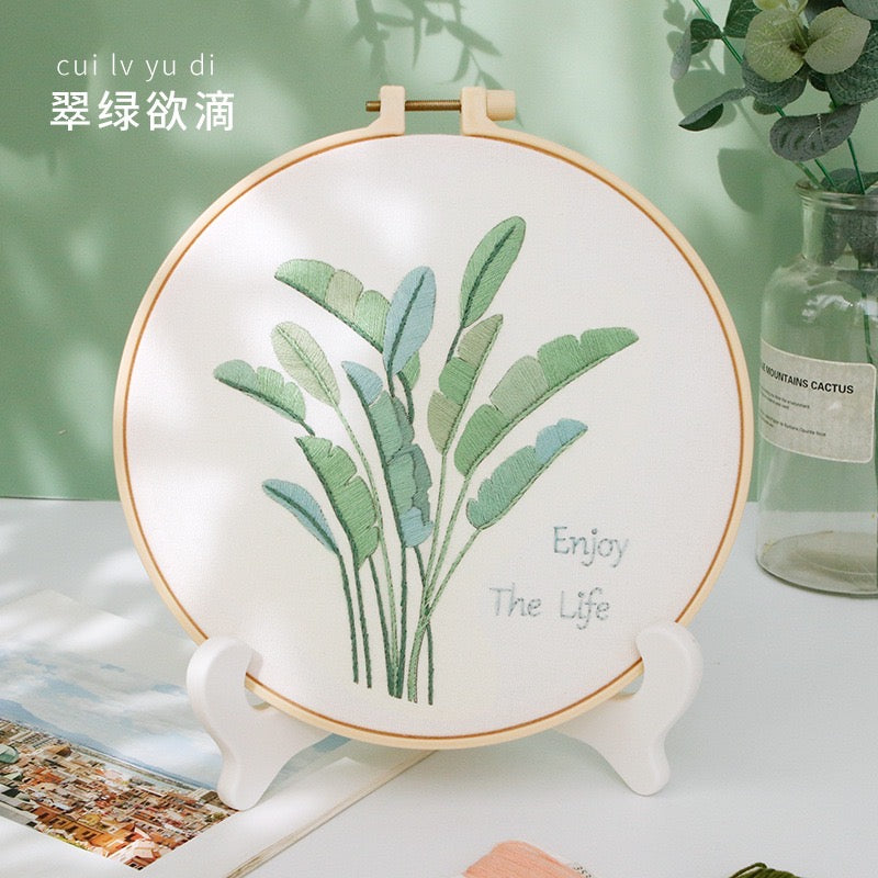 Pastel Floral Design Hand Embroidery DIY Kit 20cm