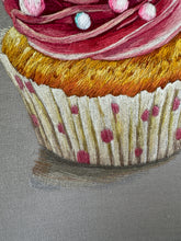 Charger l&#39;image dans la galerie, Original Thread Painting - Set of 3 Cupcakes 8” (Framed)
