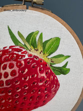 Load image into Gallery viewer, Original Thread Painting - Giant Strawberry- Hoop size 7”
