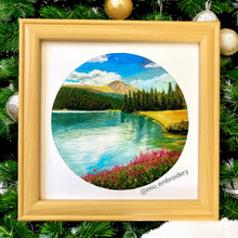 Cargar imagen en el visor de la galería, Original Thread Painting - Lake - Embroidery size 7”(Framed)
