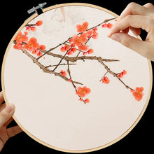 Load image into Gallery viewer, DIY Silk Embroidery kit Peach Blossoms 20cm
