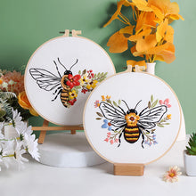 Load image into Gallery viewer, Floral Bee Hand Embroidery DIY Kit 20cm
