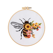 Load image into Gallery viewer, Floral Bee Hand Embroidery DIY Kit 20cm
