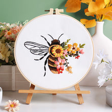 Load image into Gallery viewer, Floral Bee Hand Embroidery DIY Kit 20cm
