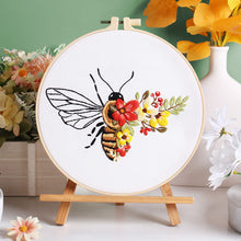 Load image into Gallery viewer, Floral Bee Hand Embroidery DIY Kit 20cm
