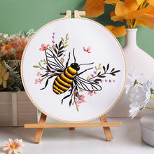 Load image into Gallery viewer, Floral Bee Hand Embroidery DIY Kit 20cm
