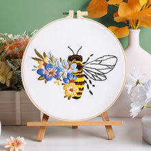 Load image into Gallery viewer, Floral Bee Hand Embroidery DIY Kit 20cm
