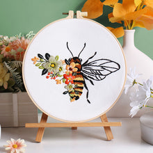 Load image into Gallery viewer, Floral Bee Hand Embroidery DIY Kit 20cm
