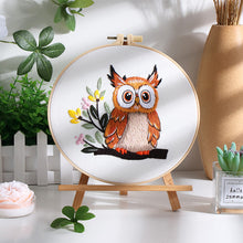 Load image into Gallery viewer, Cute Cartoon Owl Hand Embroidery DIY Kit 20cm
