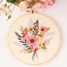 Load image into Gallery viewer, Floral Bouquet Hand Embroidery DIY Kit 20cm
