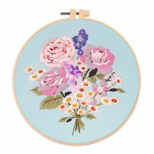 Load image into Gallery viewer, Floral Bouquet Hand Embroidery DIY Kit 20cm
