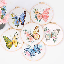 Charger l&#39;image dans la galerie, Colorful Butterfly &amp; Flowers Hand Embroidery DIY Kit 20cm
