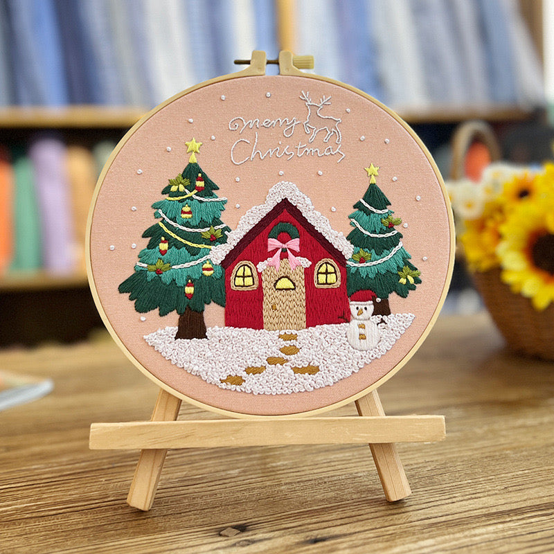 Christmas Spirit Hand Embroidery DIY Kit 20cm