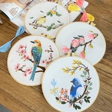 Load image into Gallery viewer, Colorful Bird on Branch Embroidery DIY Kit 20cm
