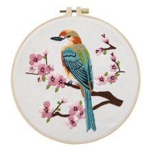 Load image into Gallery viewer, Colorful Bird on Branch Embroidery DIY Kit 20cm
