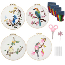 Load image into Gallery viewer, Colorful Bird on Branch Embroidery DIY Kit 20cm
