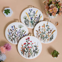 Load image into Gallery viewer, Mixed Flowers Field Embroidery DIY Kit 20cm
